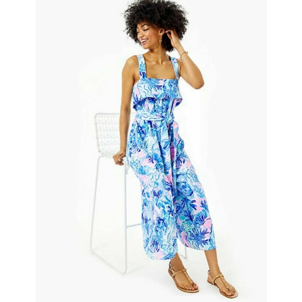 NWOT Lilly Pulitzer Tasely Jumpsuit  Saltwater Blue Shade Seekers Size 6 women's - Picture 2 of 16
